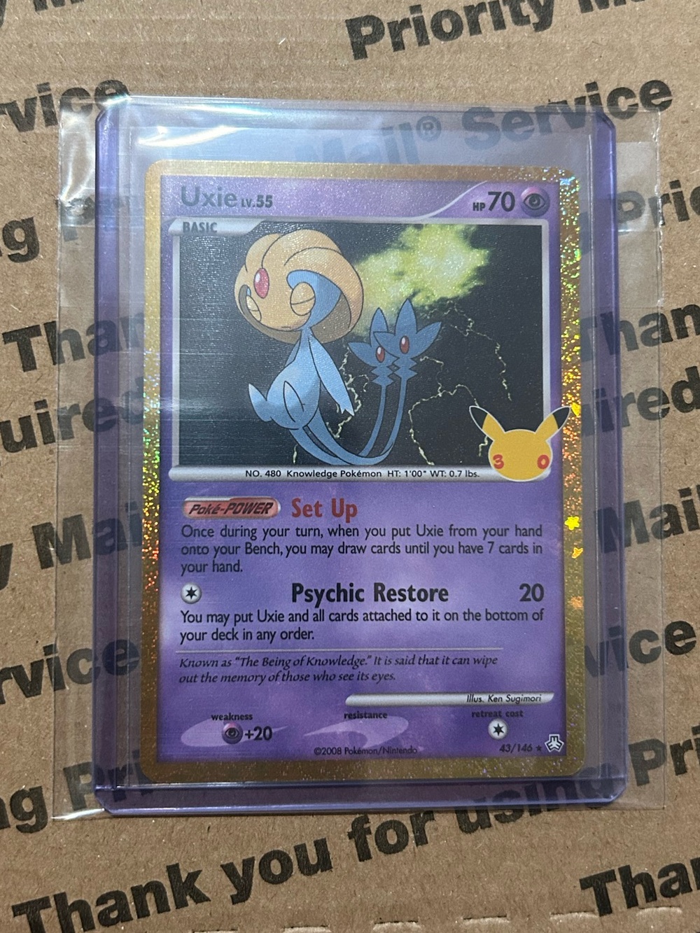 Holo Uxie 30th Celebration Pokemon TCG Card No. 43/146 ⭐️